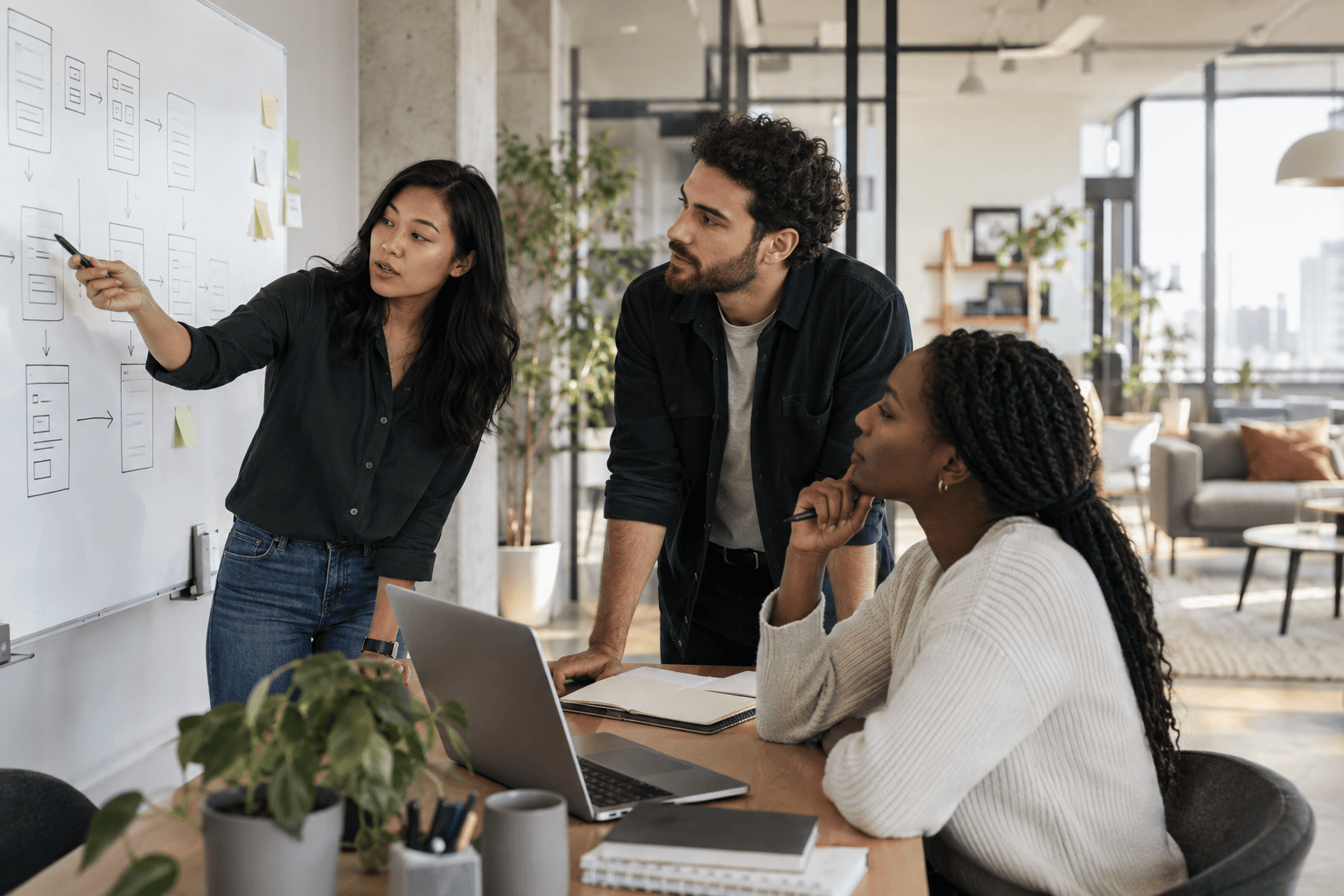 Product team collaborating on a user workflow